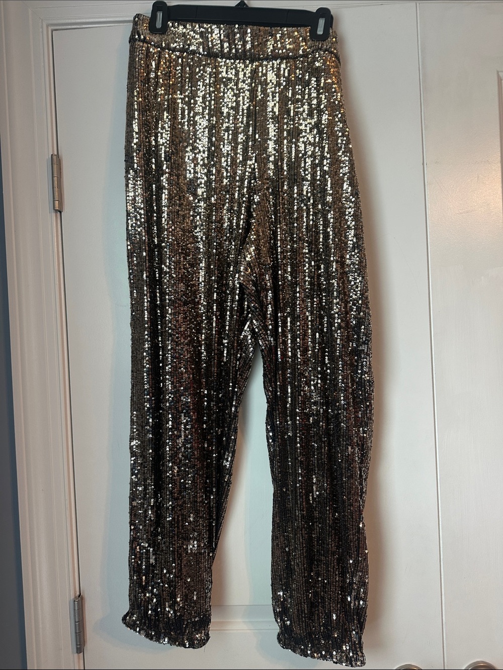 Express Gold and Black Sequin High-Rise Pants